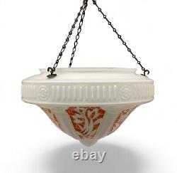 Art Deco Plafonnier Ceiling Pendant Light Opaline Glass French LARGE Dia 39cm