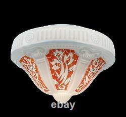 Art Deco Plafonnier Ceiling Pendant Light Opaline Glass French LARGE Dia 39cm
