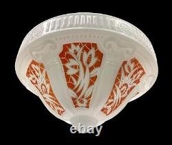 Art Deco Plafonnier Ceiling Pendant Light Opaline Glass French LARGE Dia 39cm