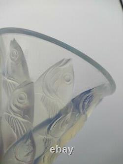 Art Deco SABINO OPALESCENT glass #v21 POISSONS fish VASE Paris France