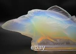 Art Deco SABINO Opalescent Art Glass Fish Group 14.5 Signed c. 1928 Lalique Era