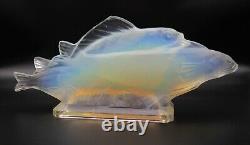 Art Deco SABINO Opalescent Art Glass Fish Group 14.5 Signed c. 1928 Lalique Era