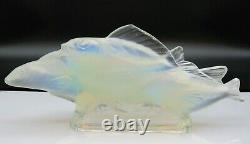 Art Deco SABINO Opalescent Art Glass Fish Group 14.5 Signed c. 1928 Lalique Era