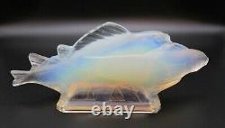 Art Deco SABINO Opalescent Art Glass Fish Group 14.5 Signed c. 1928 Lalique Era