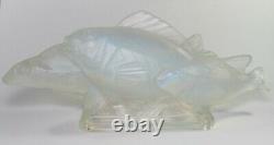 Art Deco SABINO Opalescent Art Glass Fish Group 14.5 Signed c. 1928 Lalique Era