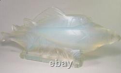 Art Deco SABINO Opalescent Art Glass Fish Group 14.5 Signed c. 1928 Lalique Era