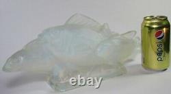 Art Deco SABINO Opalescent Art Glass Fish Group 14.5 Signed c. 1928 Lalique Era