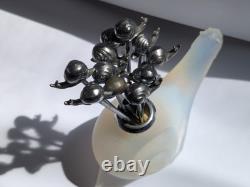 Art Deco Sabino Opalescent Glass Snail Pick Holder With Full Set Of Picks
