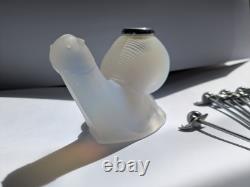 Art Deco Sabino Opalescent Glass Snail Pick Holder With Full Set Of Picks