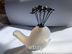 Art Deco Sabino Opalescent Glass Snail Pick Holder With Full Set Of Picks
