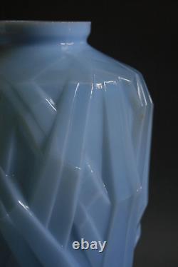 Art Deco Schneider Opaline Blue Glass Vase Circa 1930