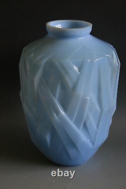 Art Deco Schneider Opaline Blue Glass Vase Circa 1930