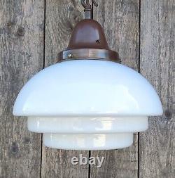 Art Deco Sky Scraper Pendant Light C1930s Milk Glass Reclaimed Vintage Lighting