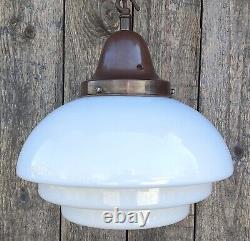 Art Deco Sky Scraper Pendant Light C1930s Milk Glass Reclaimed Vintage Lighting