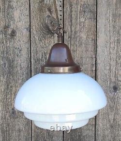 Art Deco Sky Scraper Pendant Light C1930s Milk Glass Reclaimed Vintage Lighting