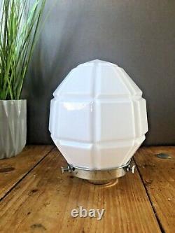 Art Deco Style Geometric Opaline Glass Ceiling Light Lamp Shade & Chrome Gallery