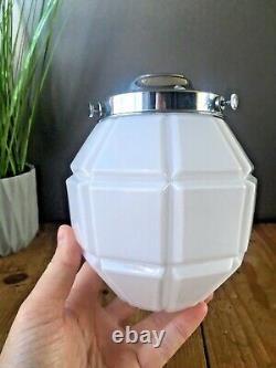 Art Deco Style Geometric Opaline Glass Ceiling Light Lamp Shade & Chrome Gallery