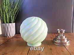 Art Deco Style Jade Green Opaline Glass Ceiling Light Lamp Shade Chrome Gallery