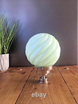 Art Deco Style Jade Green Opaline Glass Ceiling Light Lamp Shade Chrome Gallery