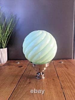 Art Deco Style Jade Green Opaline Glass Ceiling Light Lamp Shade Chrome Gallery