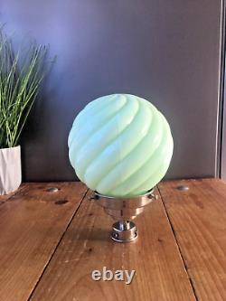 Art Deco Style Jade Green Opaline Glass Ceiling Light Lamp Shade Chrome Gallery