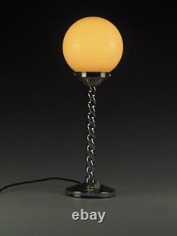 Art Deco Table Lamp with White Opaline Pumpkin Globe