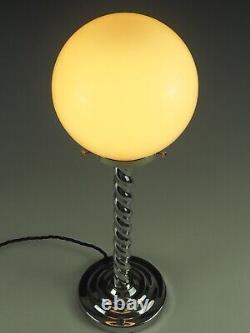 Art Deco Table Lamp with White Opaline Pumpkin Globe