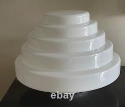 Art Deco White Opaline Glass 5-Tier Pendant Lamp Shade 14 by 11