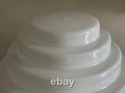 Art Deco White Opaline Glass 5-Tier Pendant Lamp Shade 14 by 11