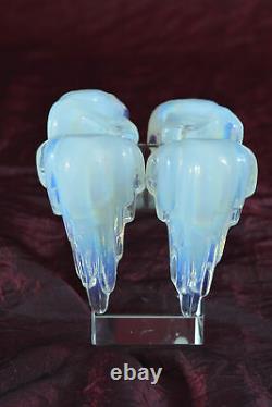 Art Deco lot of 4 opalescent glass Ezan ice cube chandelier elements