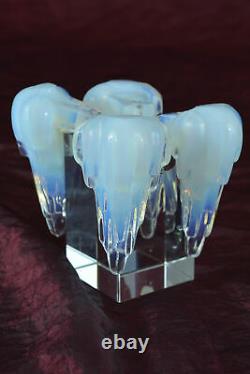 Art Deco lot of 4 opalescent glass Ezan ice cube chandelier elements