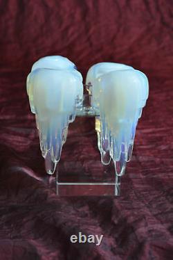 Art Deco lot of 4 opalescent glass Ezan ice cube chandelier elements