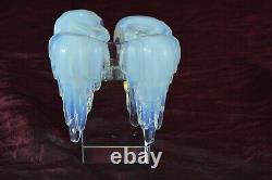 Art Deco lot of 4 opalescent glass Ezan ice cube chandelier elements