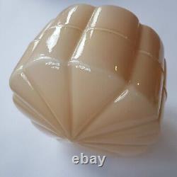 Art Deco pink opalescent glass lamp light shade shell 15cm VTG England 1920s