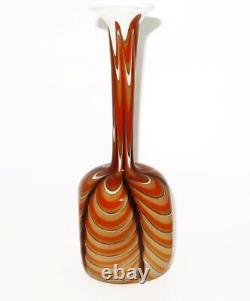 Art Glass Vetreria Barbieri VB Opaline Florence Italy Pulled Feather Vase, 12
