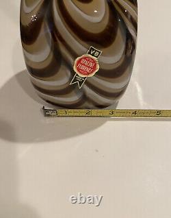 Art Glass Vetreria Barbieri VB Opaline Florence Italy Pulled Feather Vase, 12.5