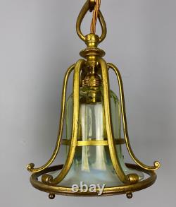 Art Nouveau Caged Opalescent Glass Pendant Light (23100)