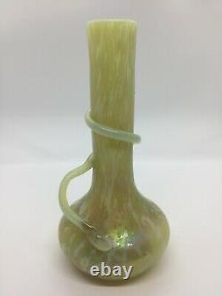 Art Nouveau Opalescent Glass Oil Spot Serpent Vase c. 1905, Rindskopf or Loetz