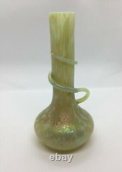 Art Nouveau Opalescent Glass Oil Spot Serpent Vase c. 1905, Rindskopf or Loetz