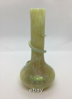 Art Nouveau Opalescent Glass Oil Spot Serpent Vase c. 1905, Rindskopf or Loetz