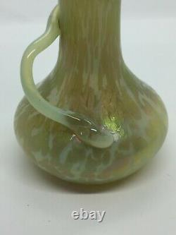 Art Nouveau Opalescent Glass Oil Spot Serpent Vase c. 1905, Rindskopf or Loetz