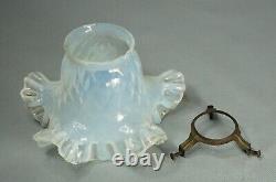 Art Nouveau Victorian Opalescent Glass Lamp Shade Bell Ruffled Gold Rim withFitter