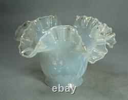 Art Nouveau Victorian Opalescent Glass Lamp Shade Bell Ruffled Gold Rim withFitter