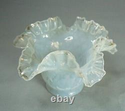 Art Nouveau Victorian Opalescent Glass Lamp Shade Bell Ruffled Gold Rim withFitter