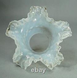 Art Nouveau Victorian Opalescent Glass Lamp Shade Bell Ruffled Gold Rim withFitter