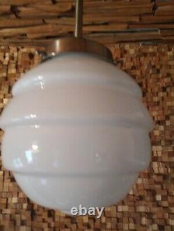 Art deco bauhaus suspension lamp 1920/30. White opaline glass