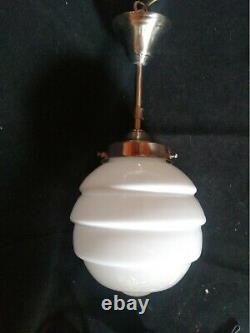 Art deco bauhaus suspension lamp 1920/30. White opaline glass