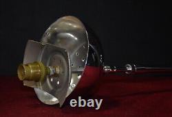 Art deco industrial Opaline glass & chrome pendant schoolhouse light C-1940s