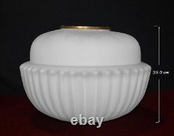 Art deco industrial Opaline glass & chrome pendant schoolhouse light C-1940s