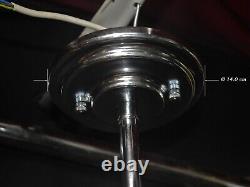 Art deco industrial Opaline glass & chrome pendant schoolhouse light C-1940s